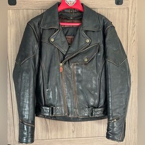 Vintage Firstgear "Chief" Leather Motorcycle Jacket w/ Liner - H.O.G. - Size M